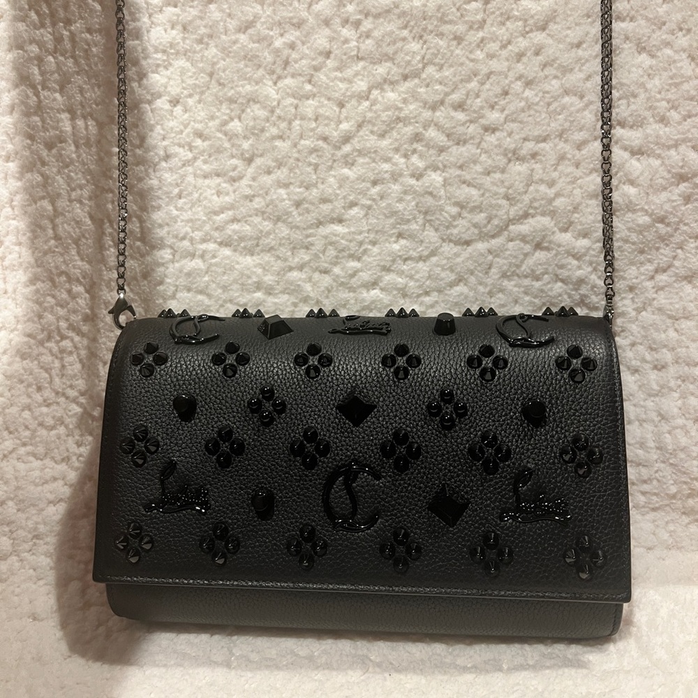 Louboutin Paloma Fold-Over Embellished Clutch Bag